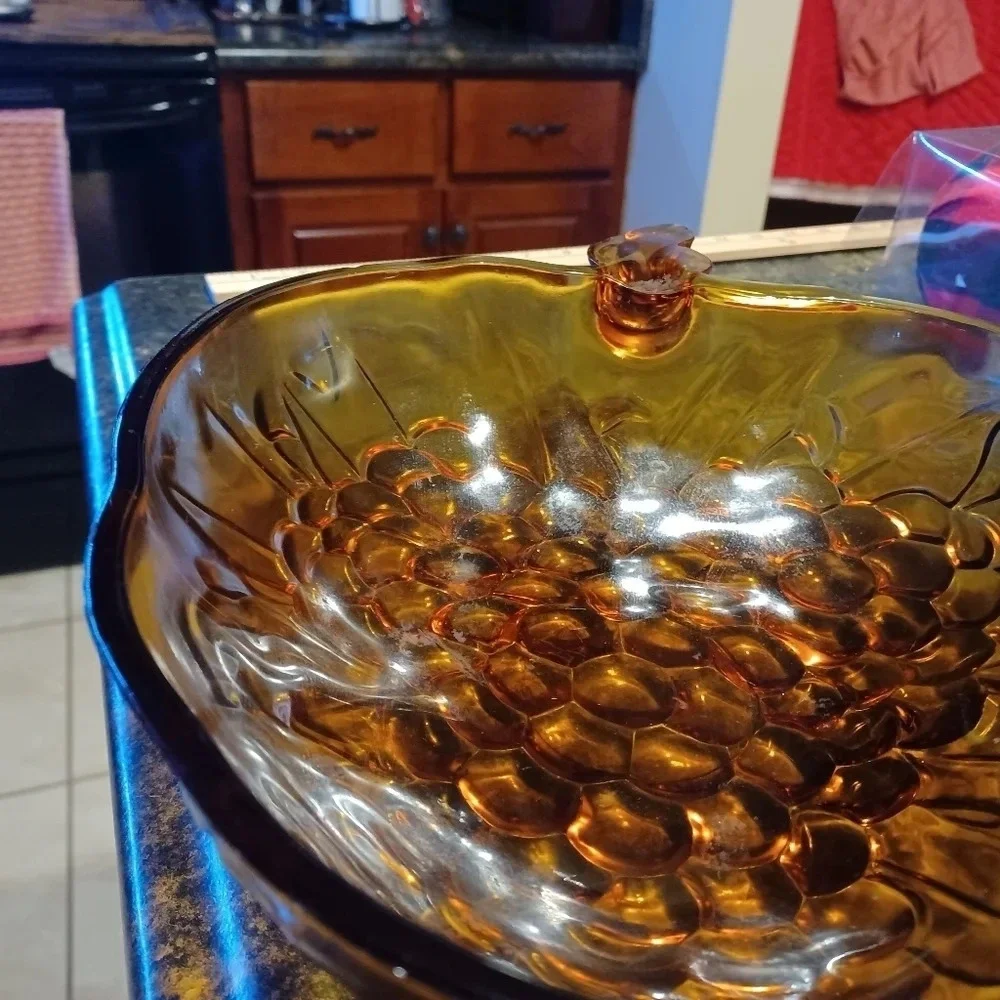 Vintage Indian Glass Amber fruit bowl